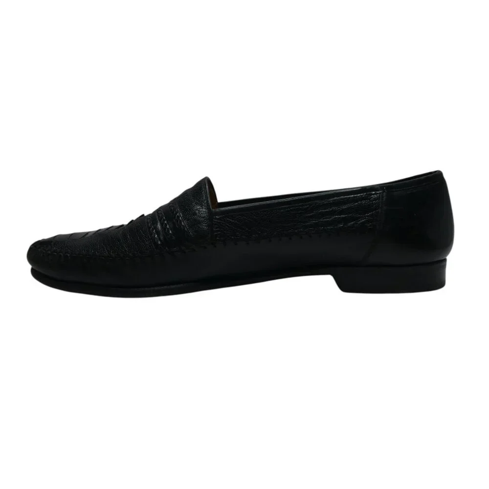 Mezlan‎ Coronado Black Genuine Ostrich Leather Loafers Dress Shoes Mens 13